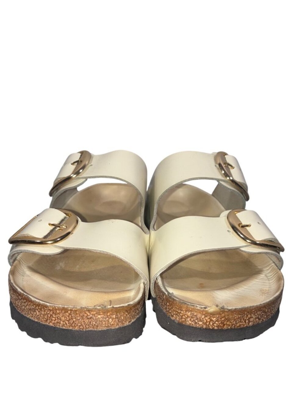 Birkenstock Arizona Big Buckle Two strap Sandals High Shine Ecru Size EU 40 - Picture 2 of 14